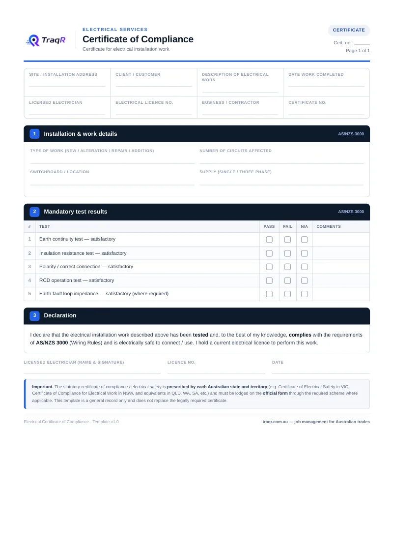 Certificate of Compliance preview