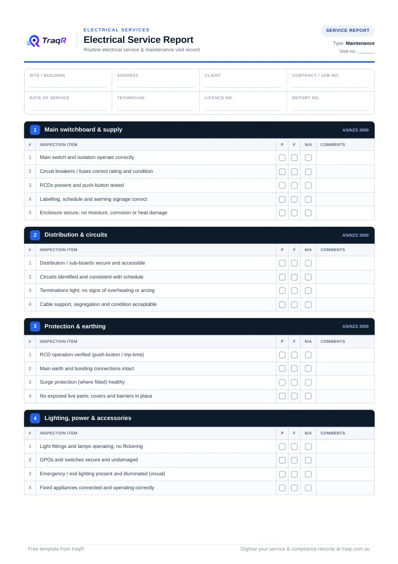 Electrical Service Report preview