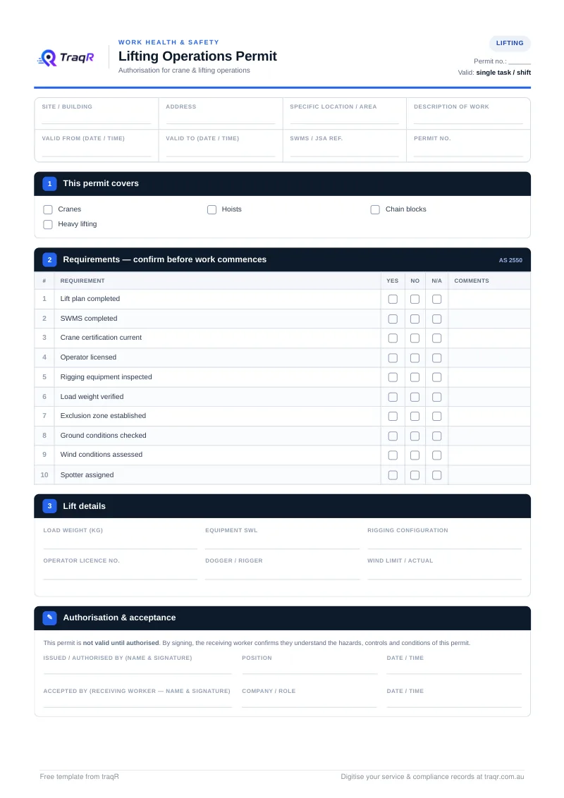 Lifting Operations Permit preview