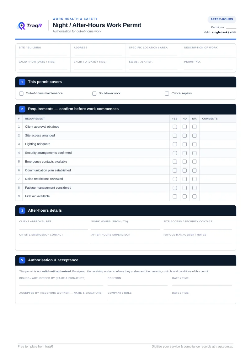 Night / After-Hours Work Permit preview