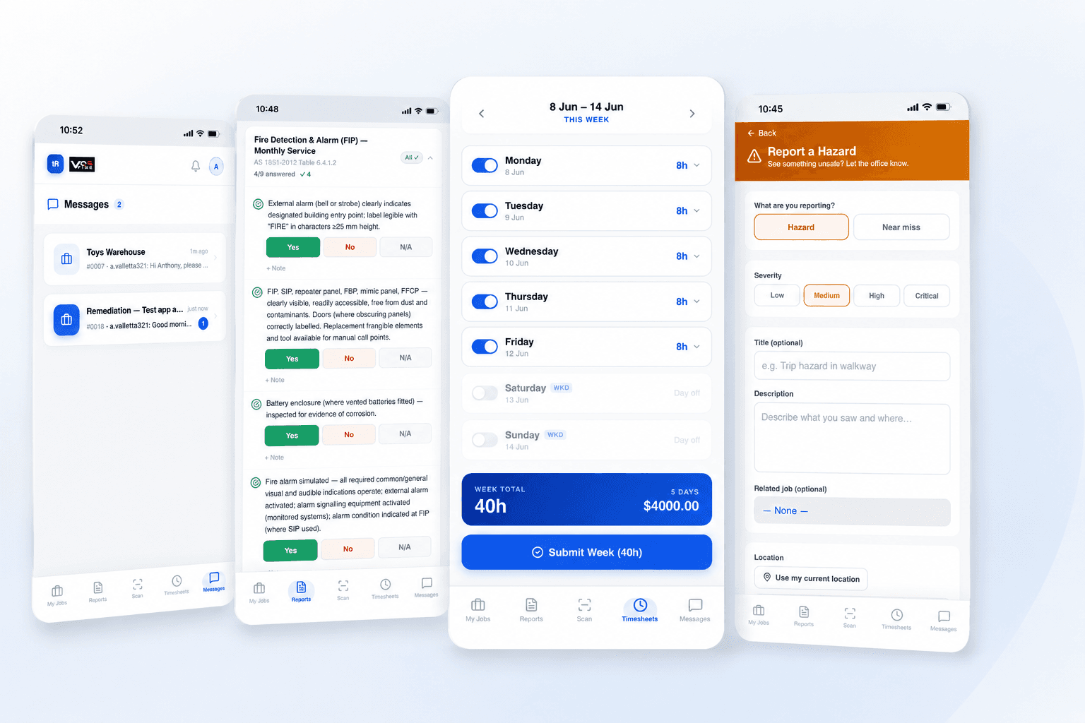 traqR mobile app screens