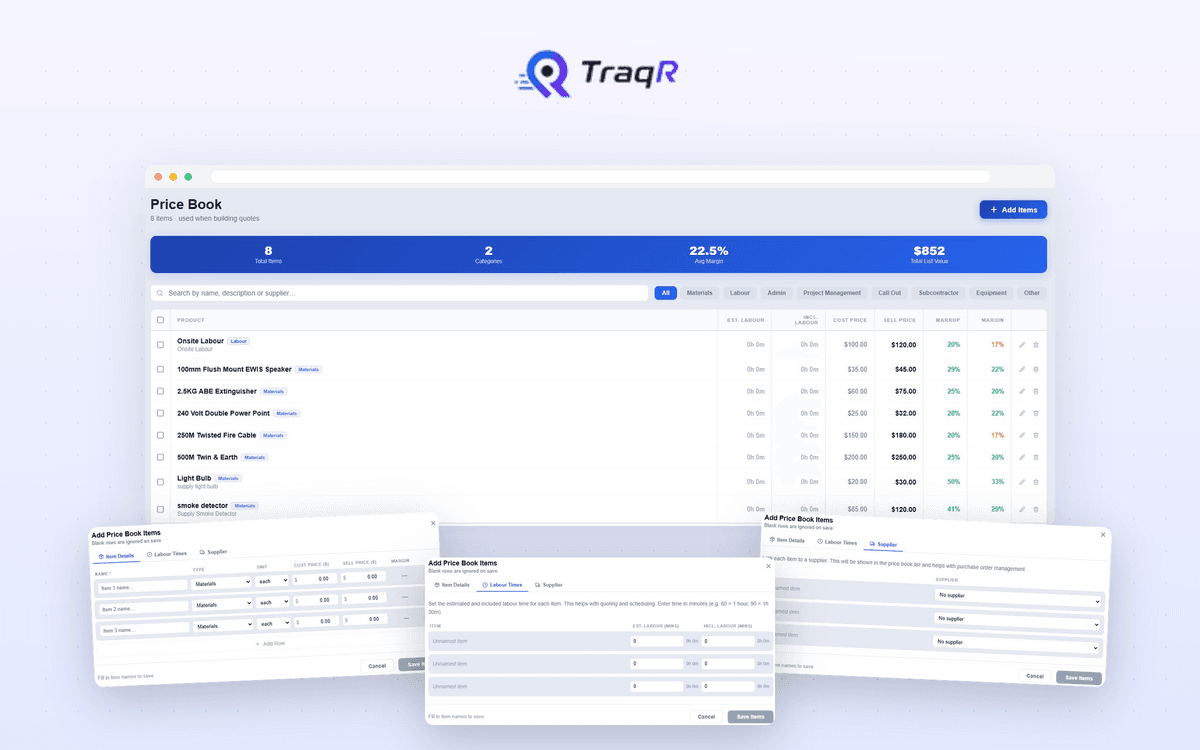 traqR — Price Book
