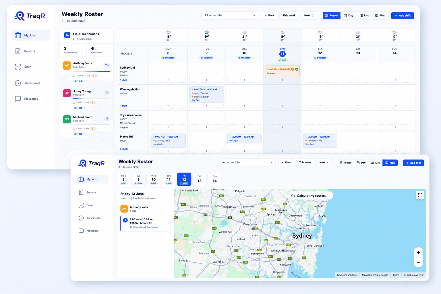 traqR — Scheduling & Dispatch