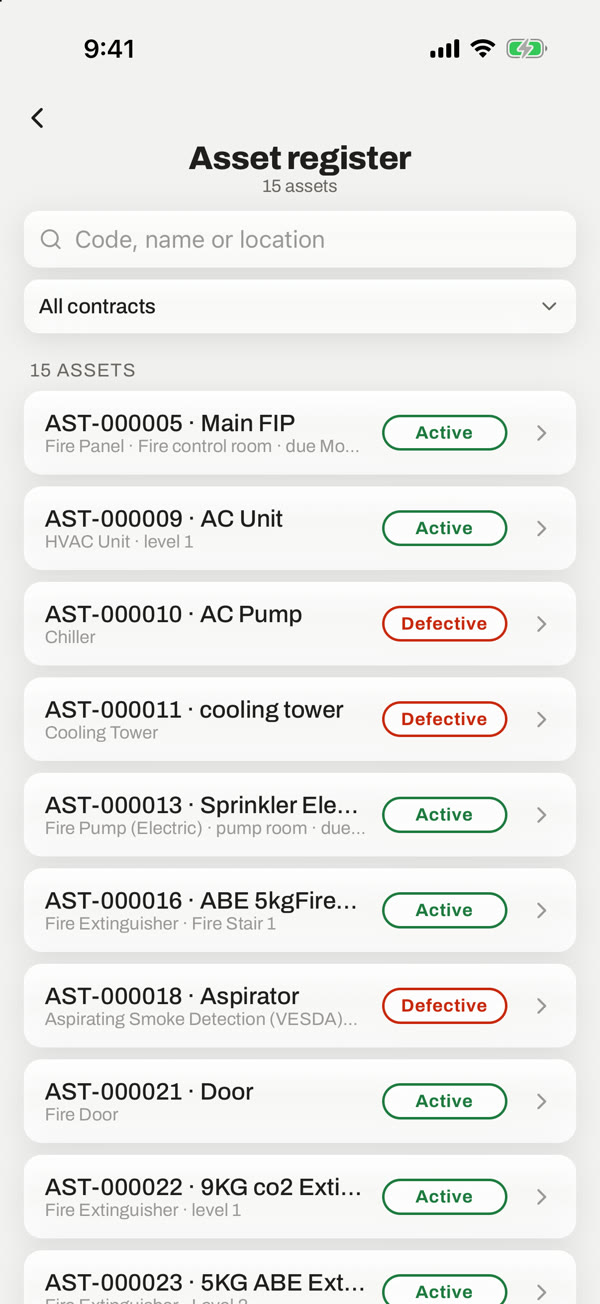 Asset register in the traqR field app