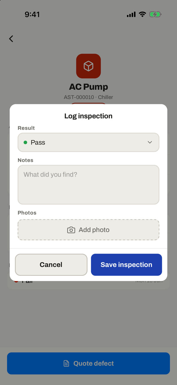 Logging an inspection in the traqR field app